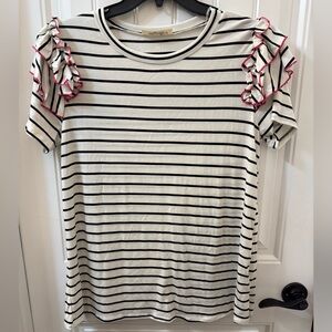 NWOT Haptics Ruffle Sleeve Striped Top